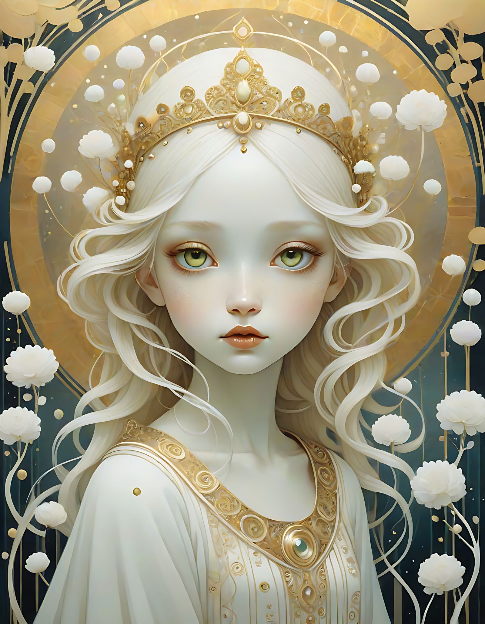 Ethereal Snow Princess in Golden White
