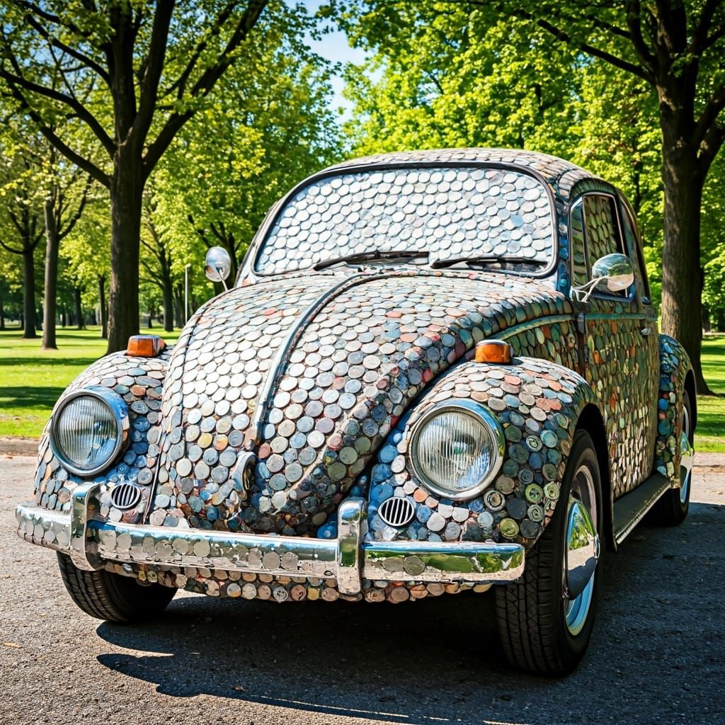 Bottle Cap Beetle in Park: Hyperrealistic Art