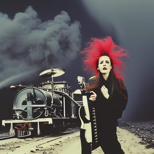 Grunge Culture Portrait with Headphones in 1990s Style