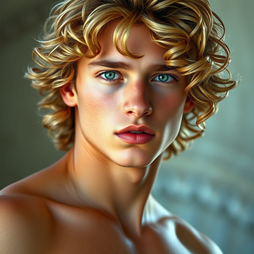 Golden Greek God in Digital Splendor