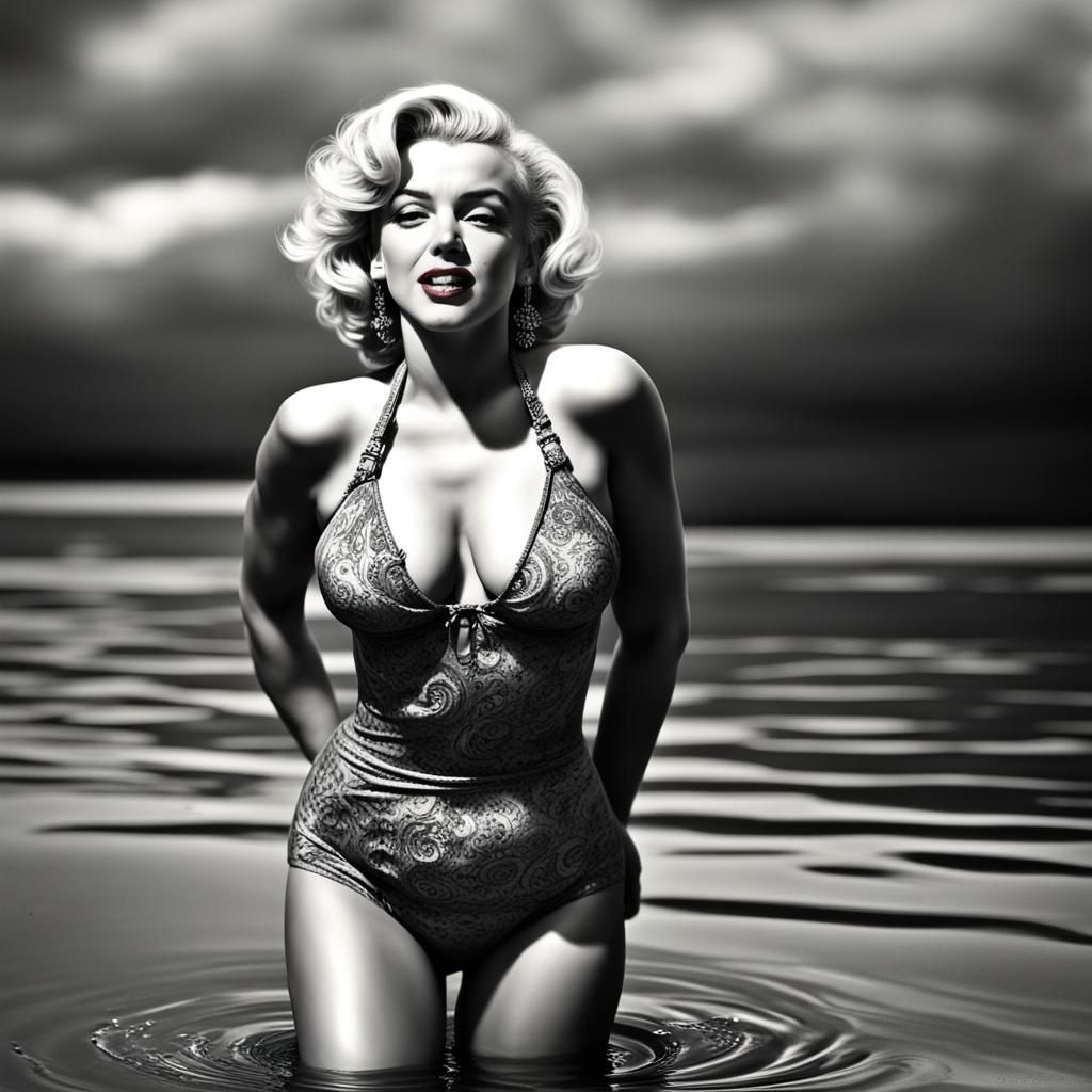 Marilyn Monroe in Wet Bikini: Hyperrealistic Image