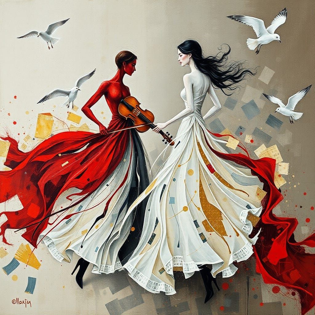 Art Brute Couple in Minimalist Style