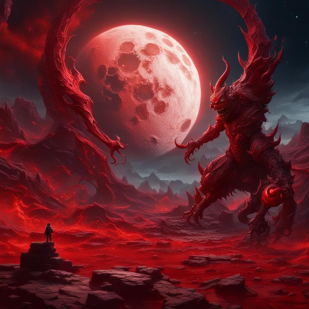 Red Demon in Red Universe: Detailed Matte Painting