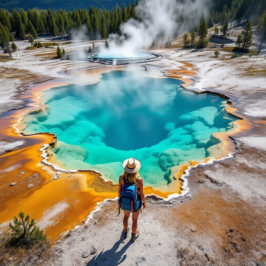 Aerial View of Yellowstone's Thermal Pool, National Geograph...