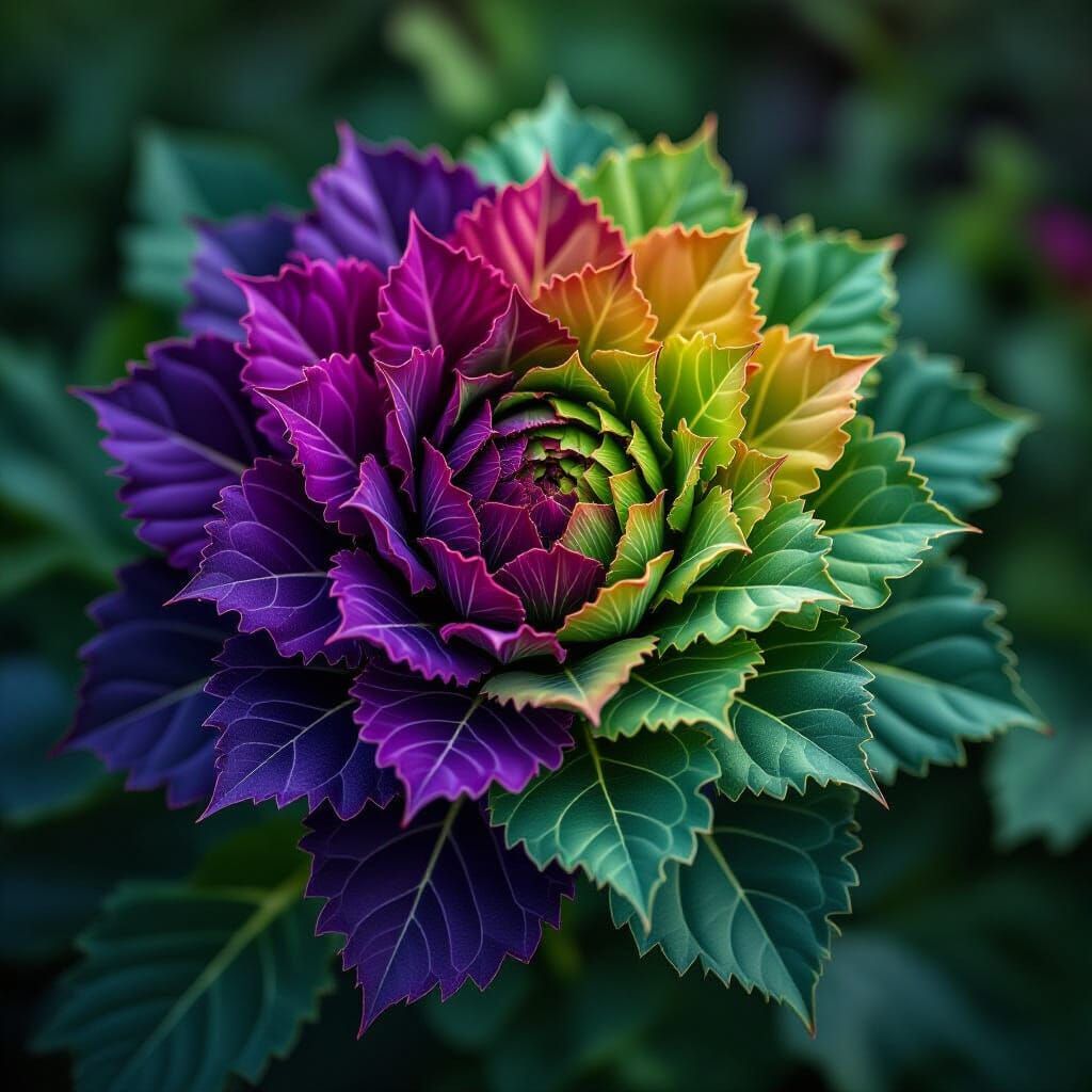 Ornamental Kale Purple to Green Abstract Art
