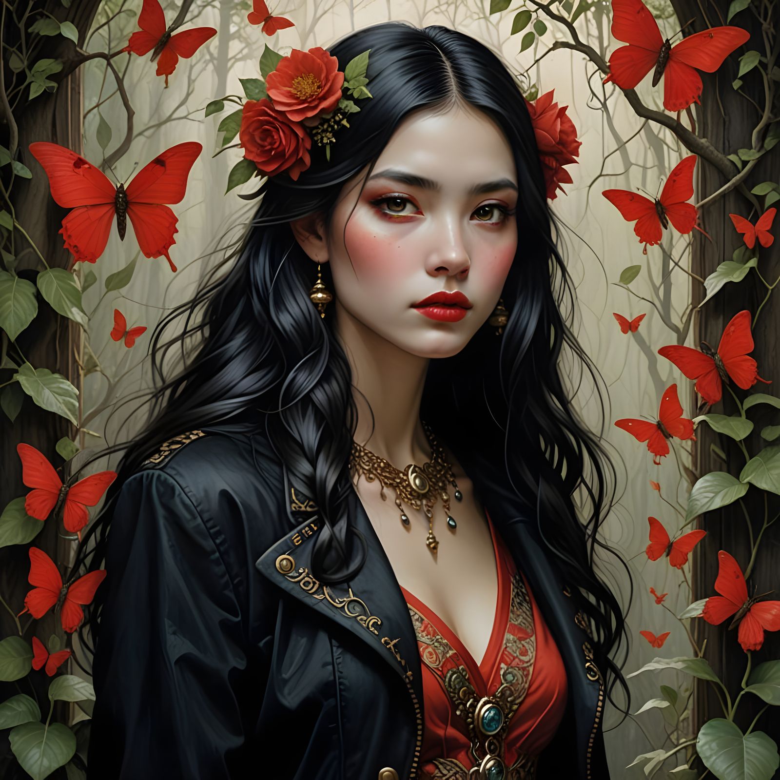 Mysterious Colombian Goddess in Fine Art Realism Style