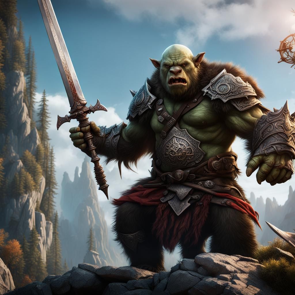 Orc Warlord on Bear Fantasy Concept Art