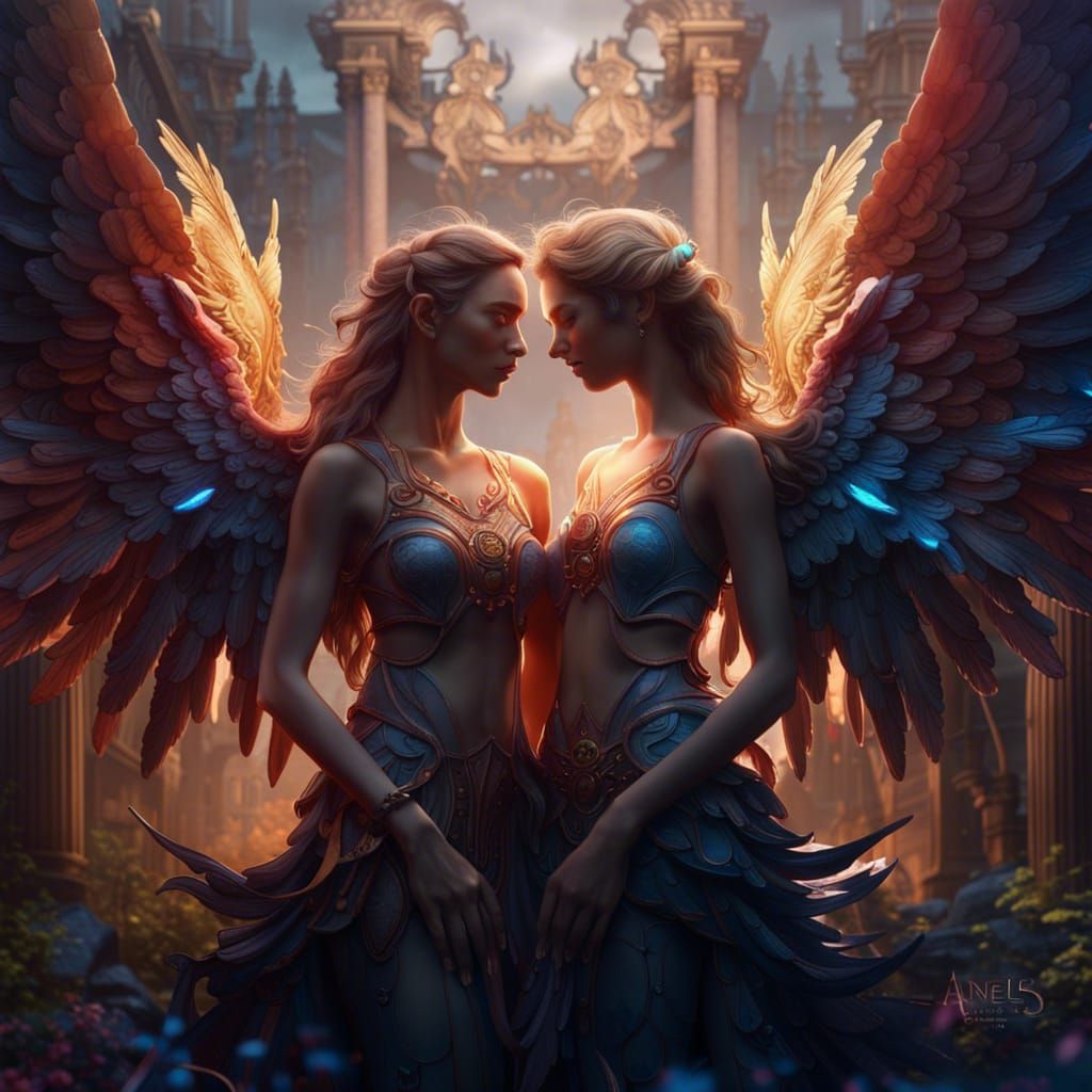 Angels of Friendship: Detailed Matte Painting in 8K