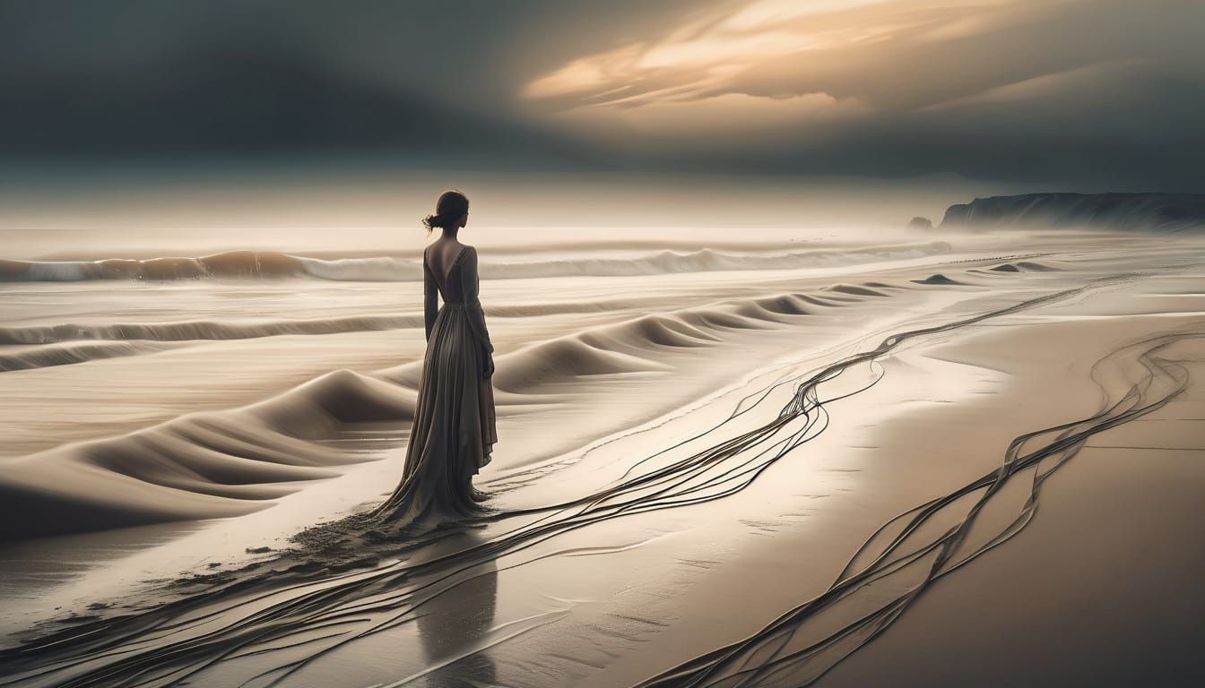 Whimsical Surrealist Figure Contemplates Life's Ephemeral Na...