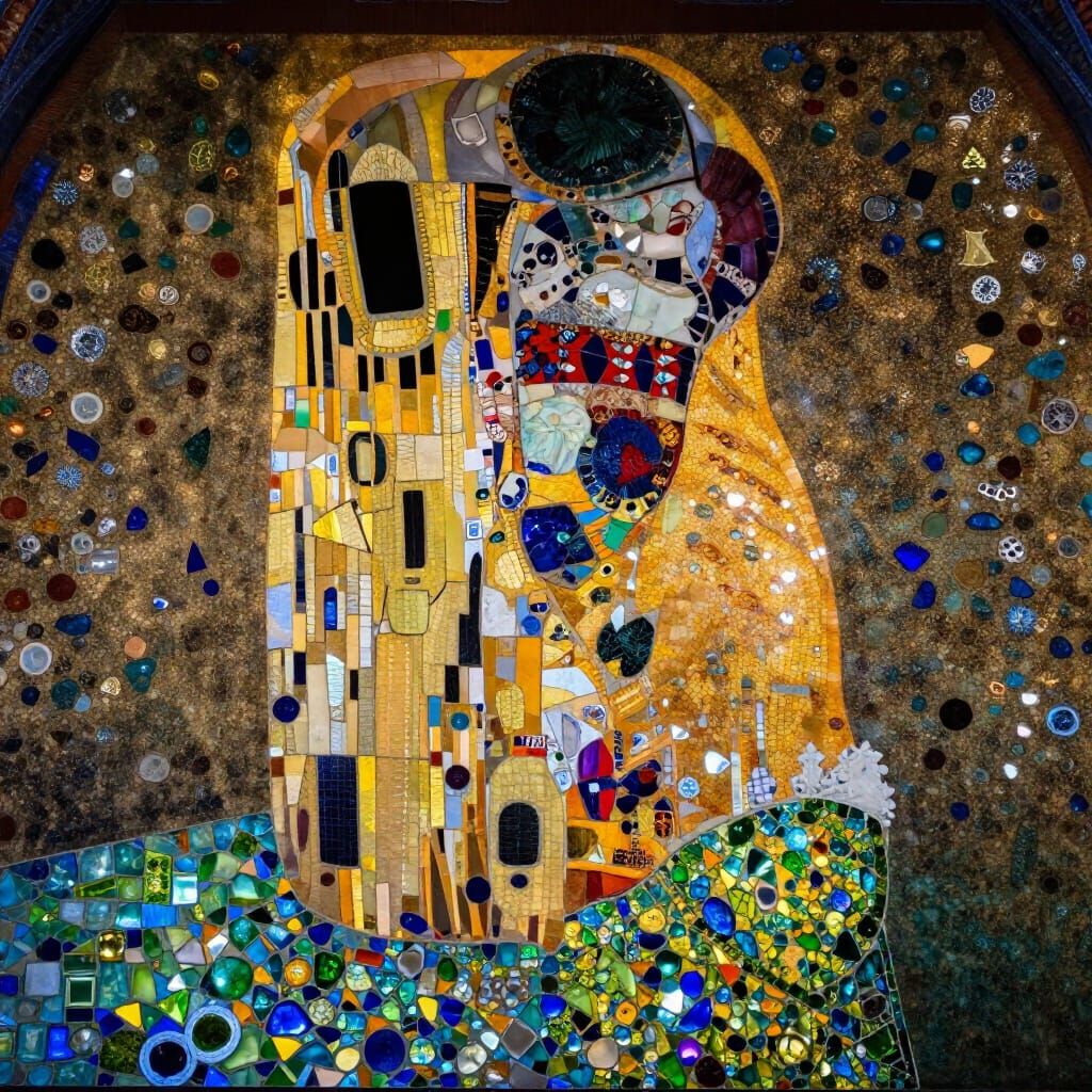 Vibrant Mosaic Mural of Mythic Artistry