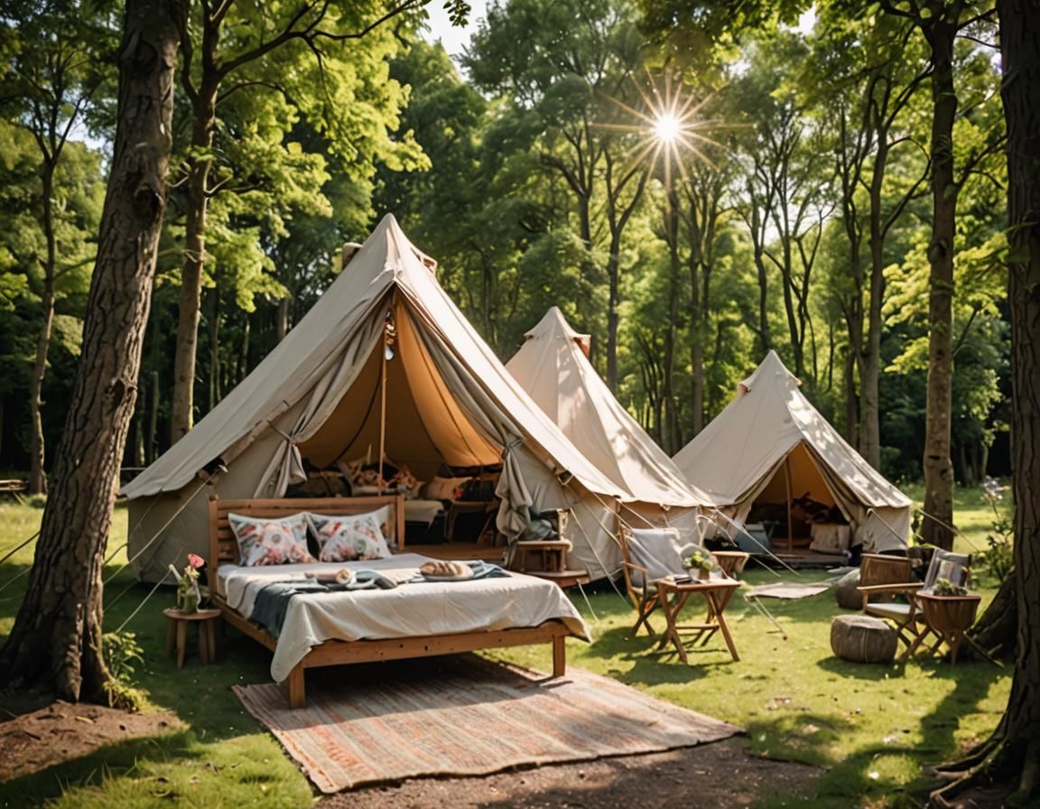 Scenic Glamping Setup in Summer