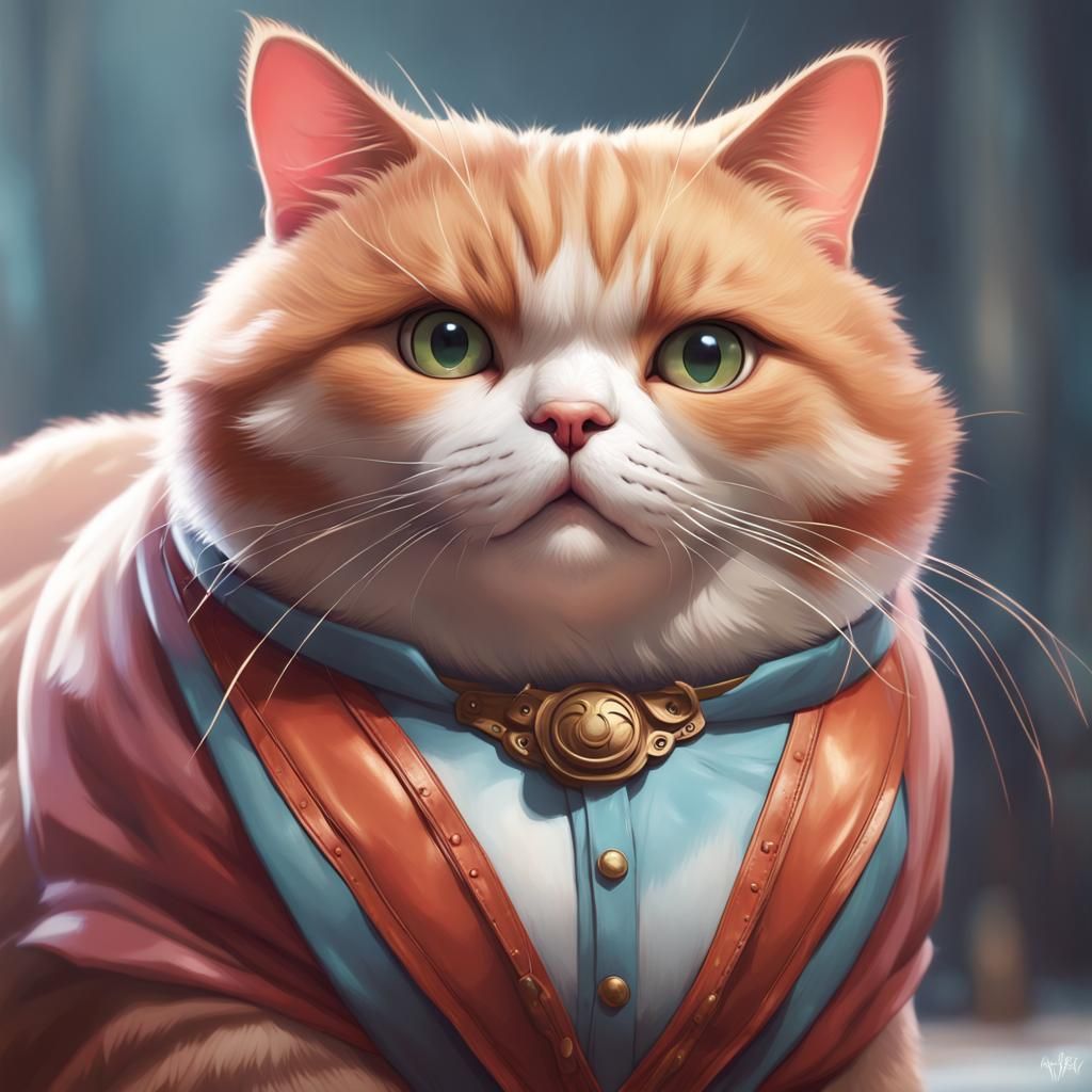 Detailed Portrait of an Adorable Fat Cat