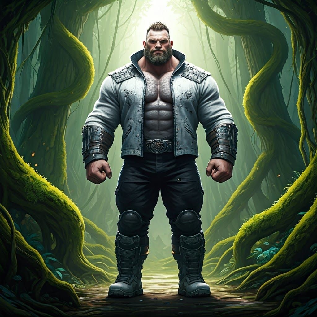 Heroic Figure in Mystical Forest Concept Art