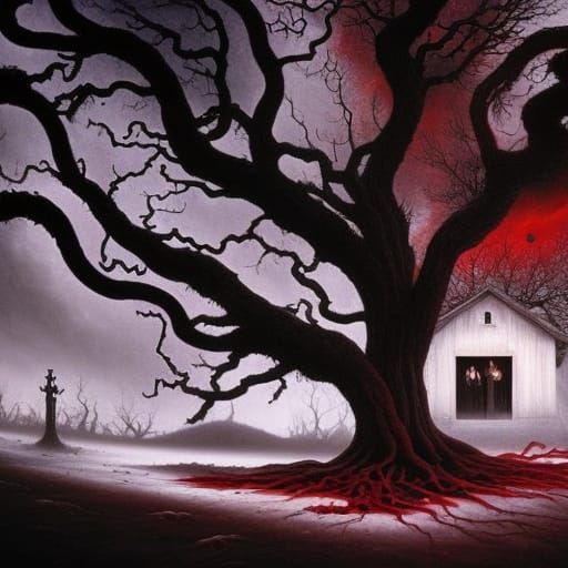 Dark Gothic Well of Serpents in Biopunk Horror Style