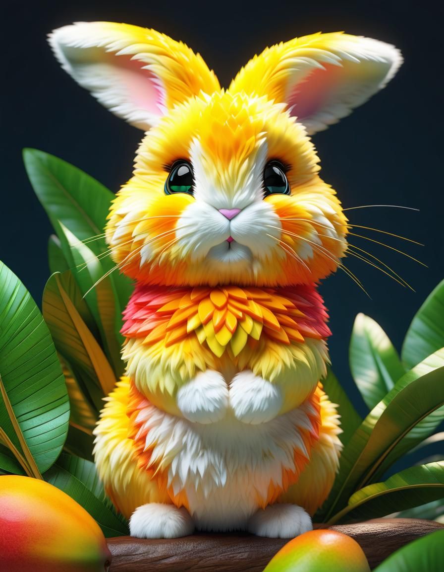 A cute fluffy mango bunny