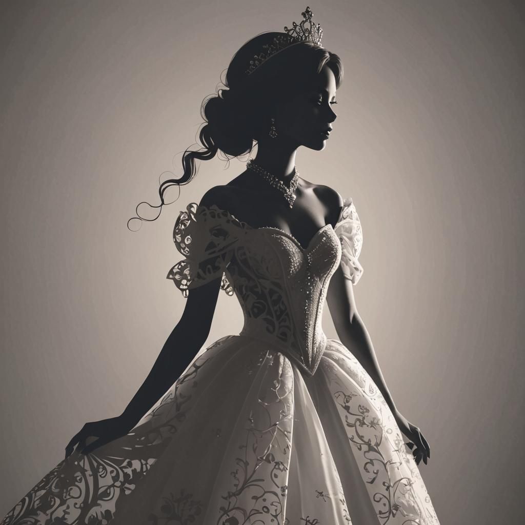Elegant Silhouette of a Beautiful Princess