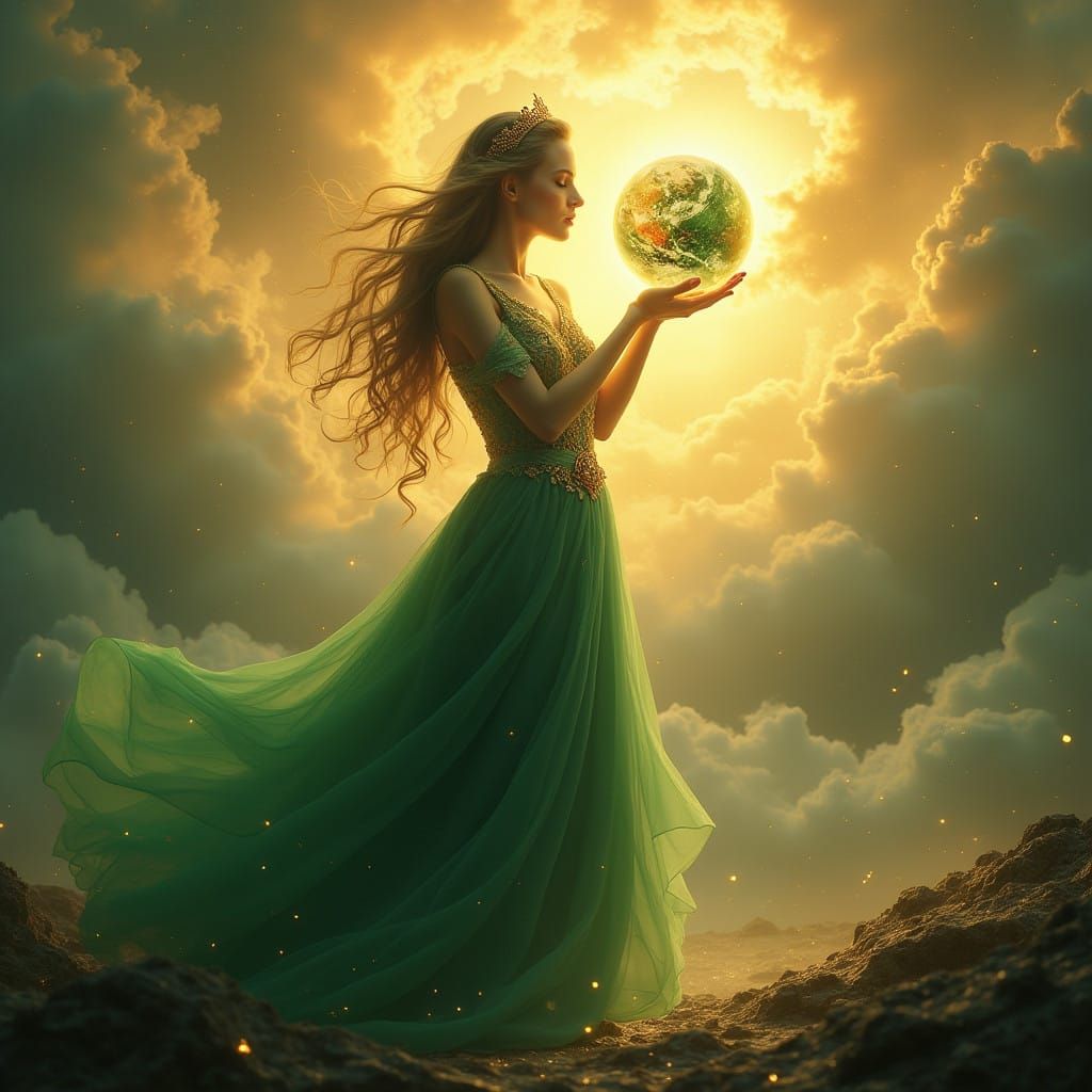 Serene Gaia Goddess in Ethereal Glow
