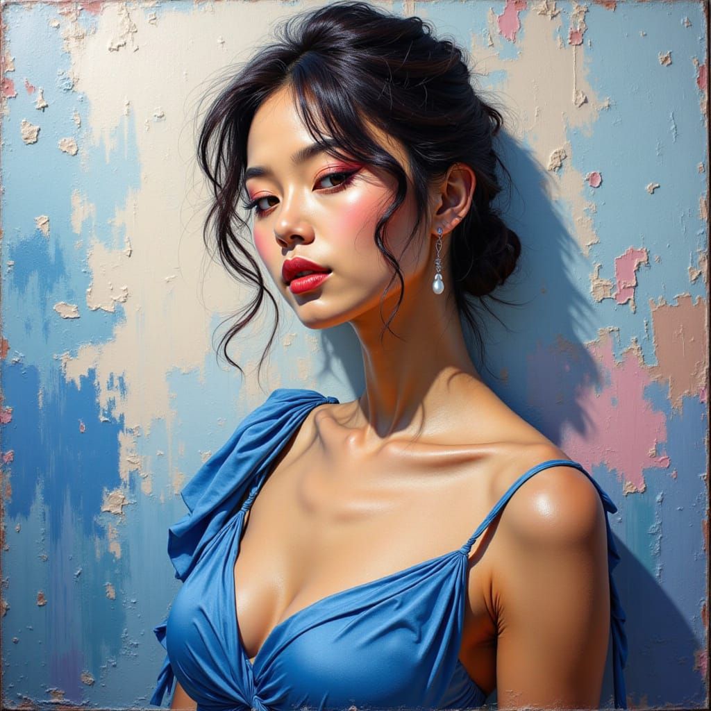 painterly portrait featuring a rich, expressive color palett...