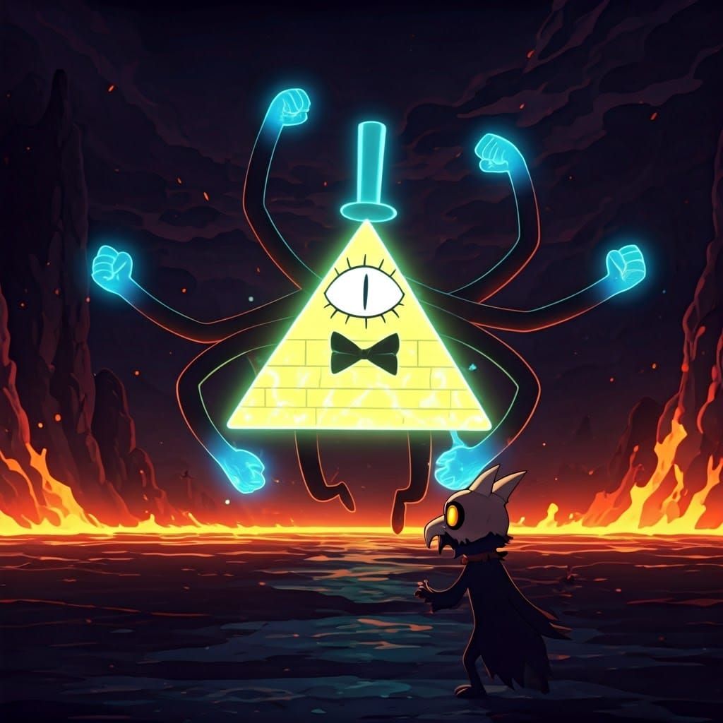 Colossal Bill Cipher Battles King: A Cinematic Showdown