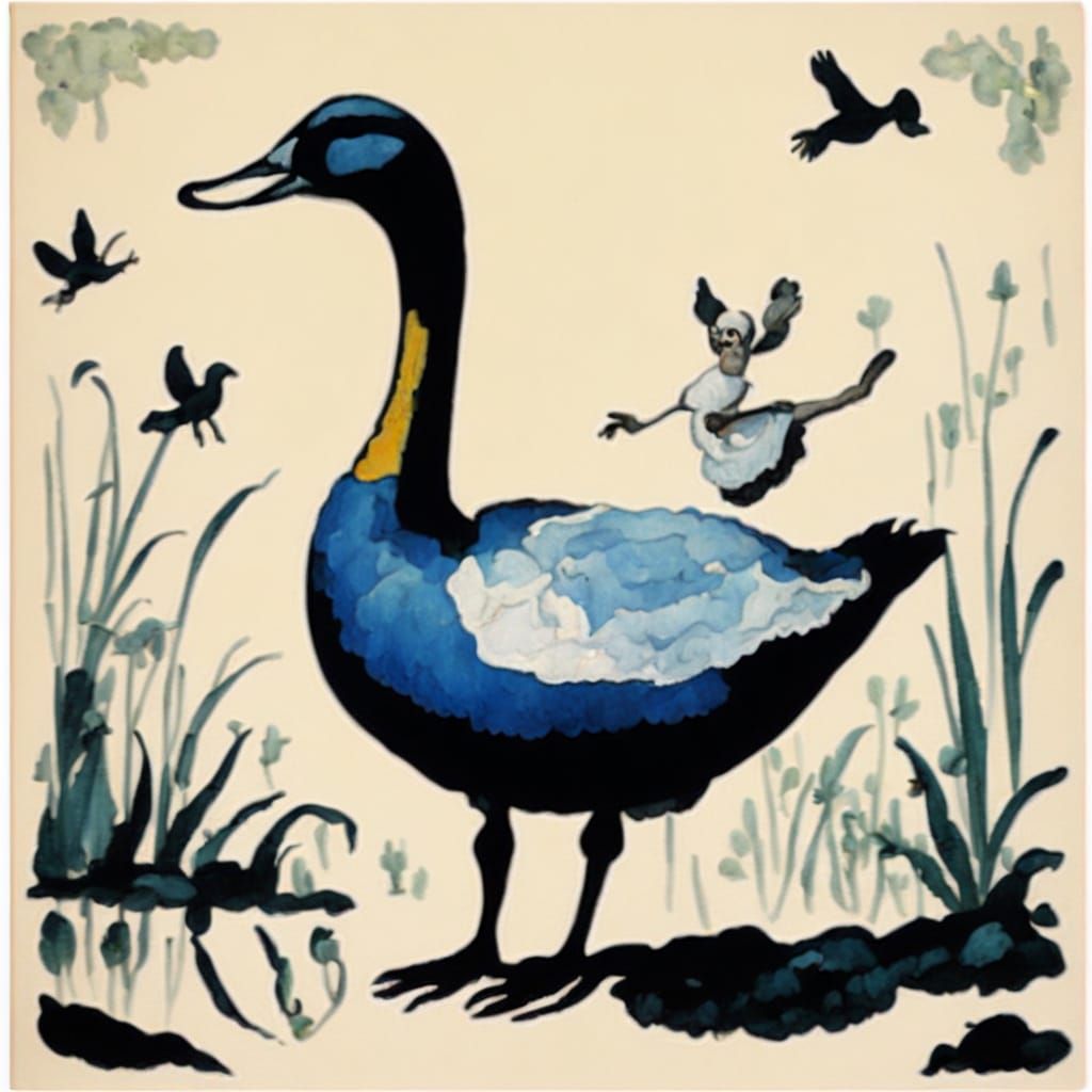Extinct Giant Duck Ballerina in Surrealist Style
