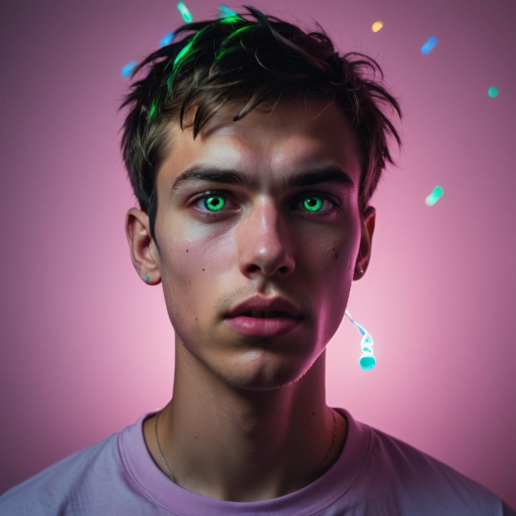 High-Contrast Portrait with Fluorescent Lighting