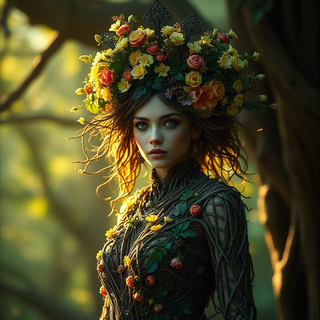 Iranian Vegetation Goddess Ameretat in Hyperrealistic Digita...