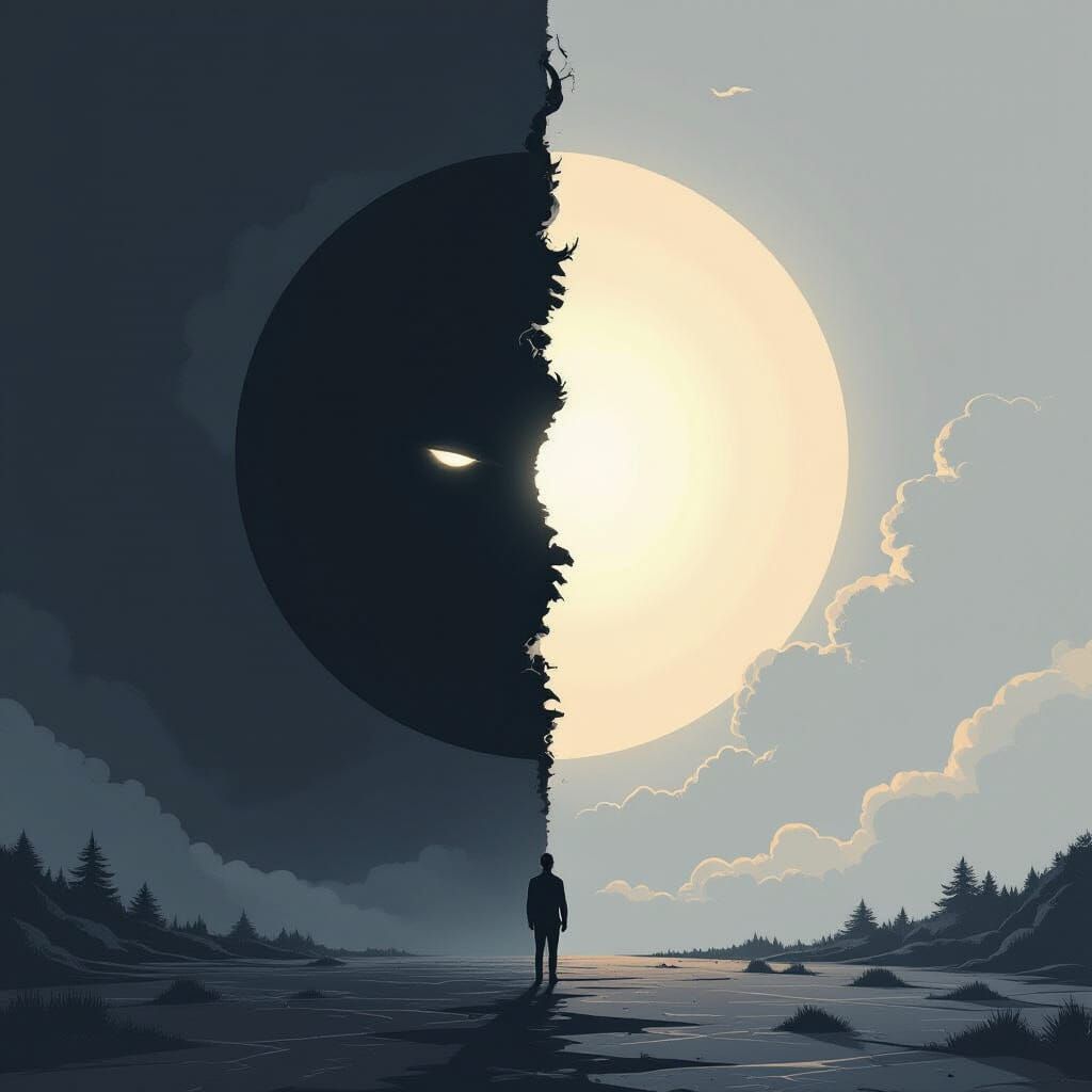 Hyperrealistic World Divided by Yin and Yang