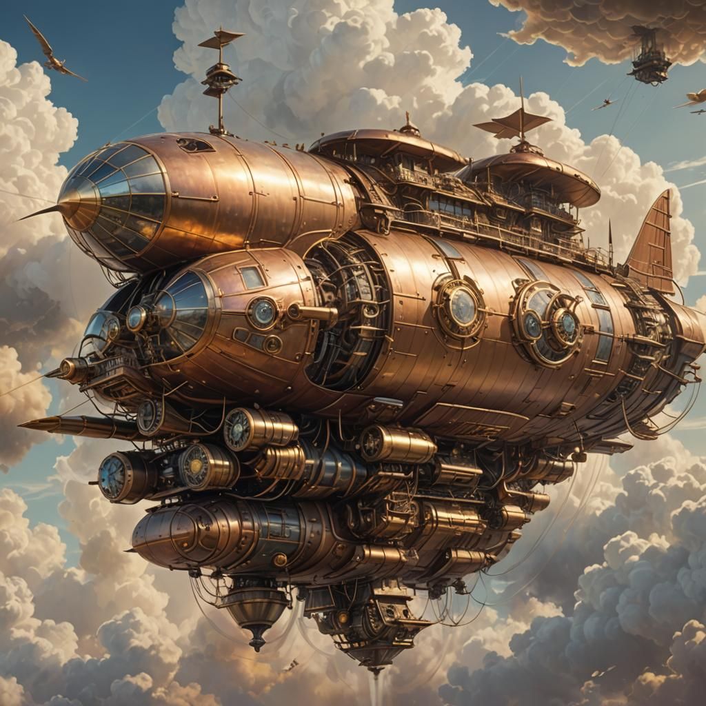 Steampunk Robotic Airship Concept Art