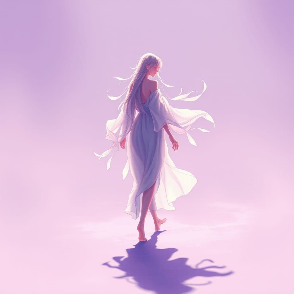 Ethereal Spirit in Lilac Dreamscape, Manga Style
