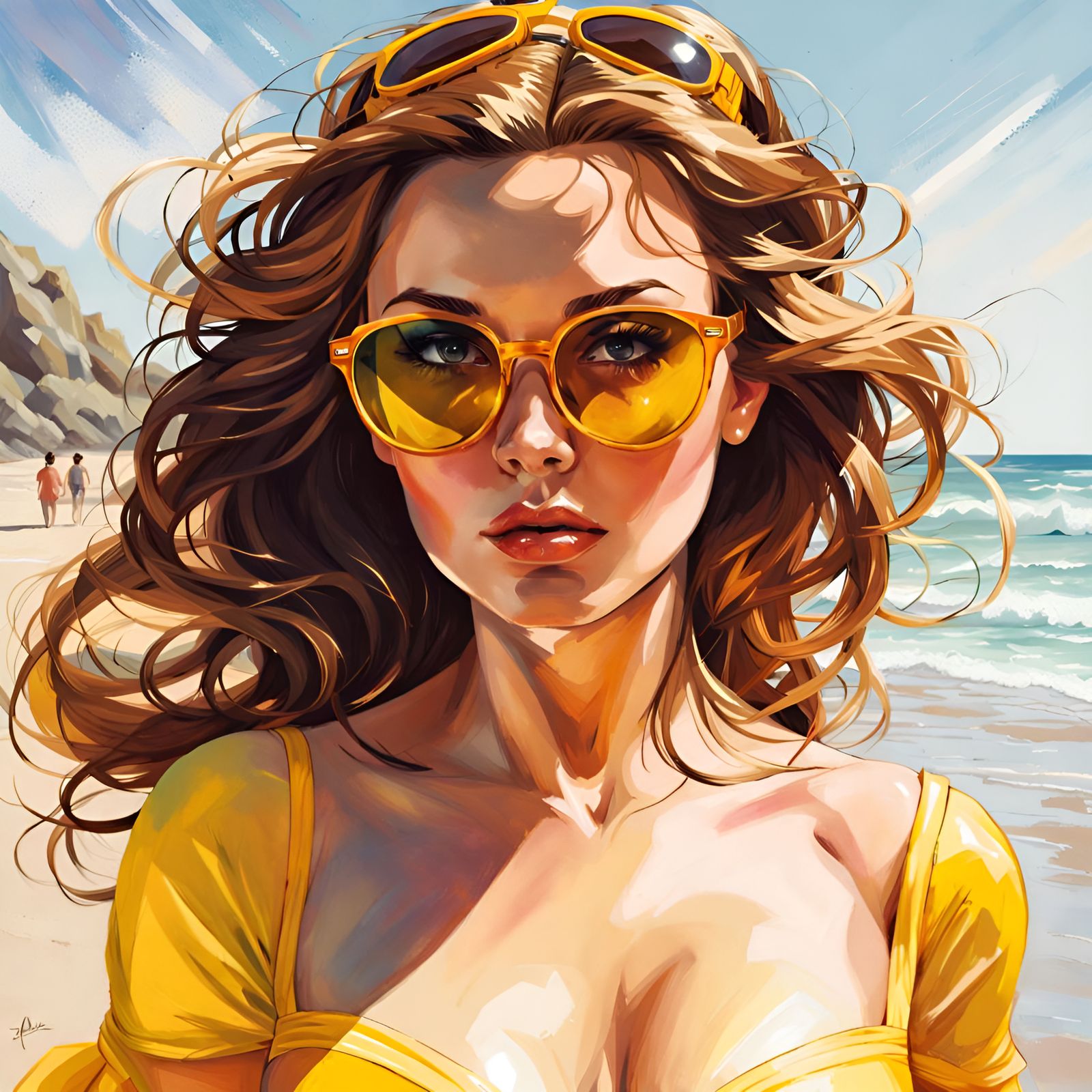 Princess Belle at the Beach in Photorealistic Style