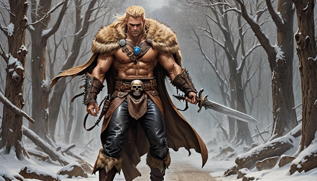 Anime He-Man Barbarian with Energy Sword