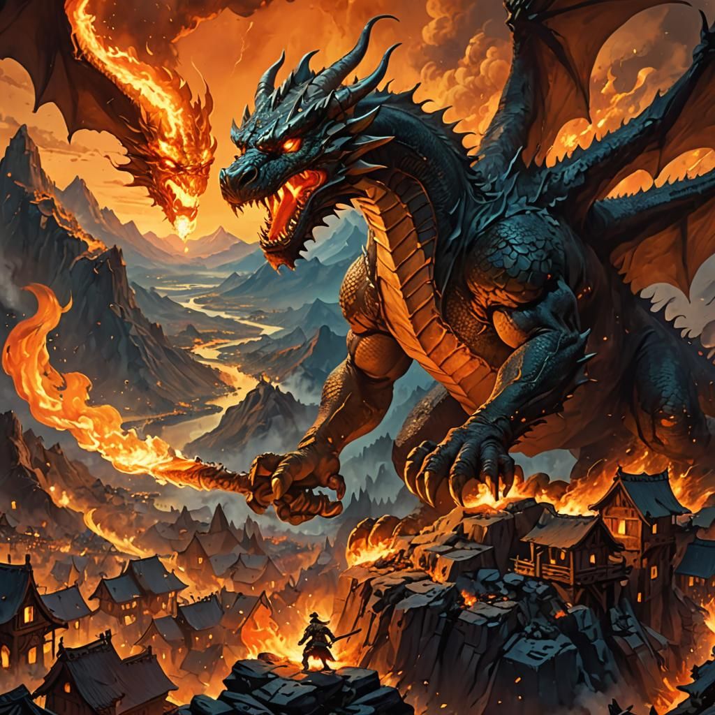 Dragon's Fiery Reign: Epic Fantasy Art