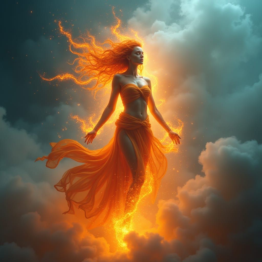 Fire Goddess Emerging From Smoke