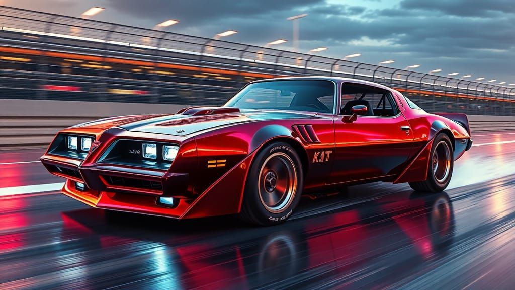 Futuristic Knight Rider K.I.T.T. on Racetrack in 8K