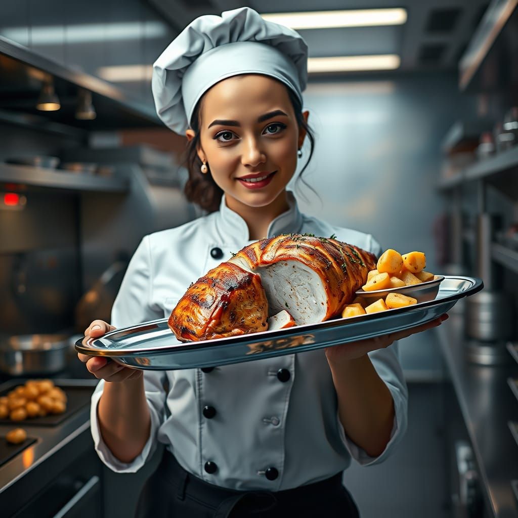 Chef Presents Porchetta in Futuristic Kitchen