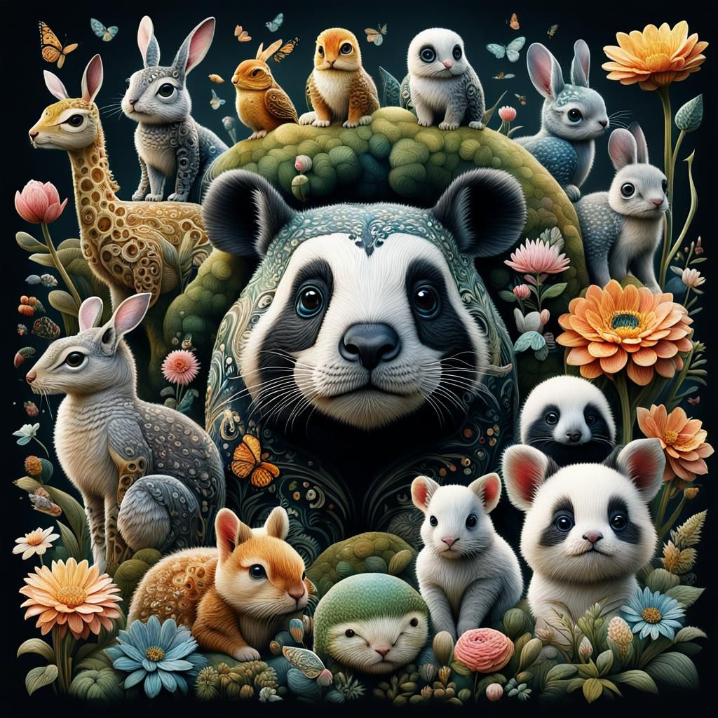 Whimsical Magic World of Cute Animal Babies