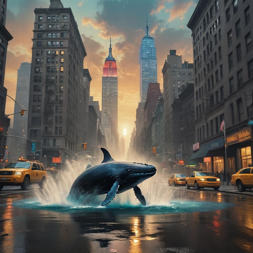 Whale Swims Down Fifth Avenue: Digital Matte Painting