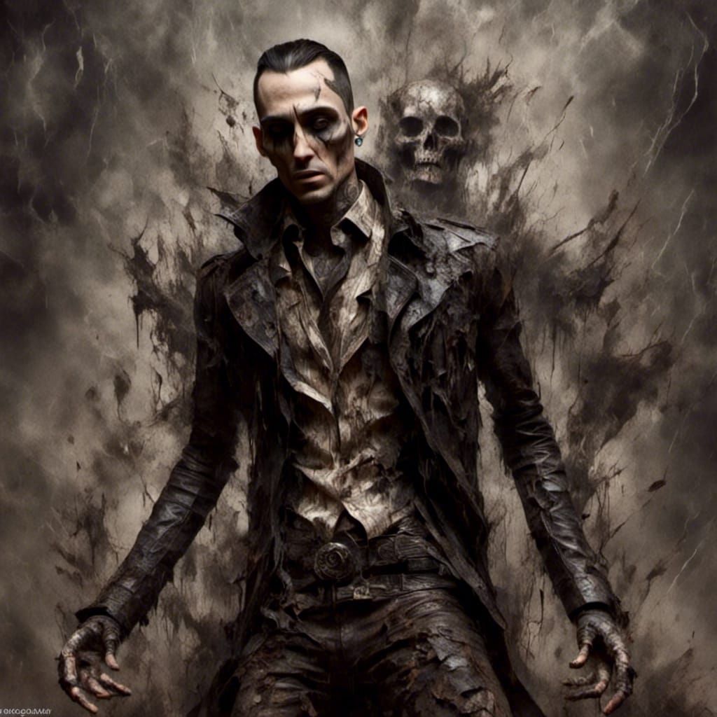 Hyperrealistic Man in Storm, Sinister Art