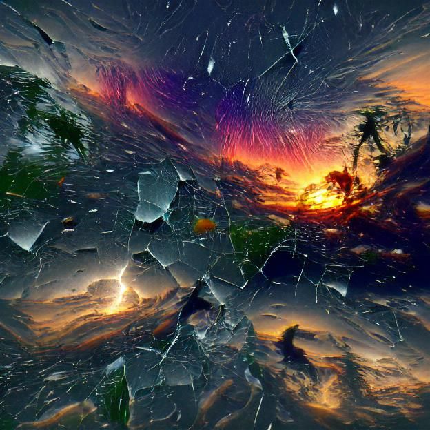 Broken Glass Jungle Storm Sunset in 8K
