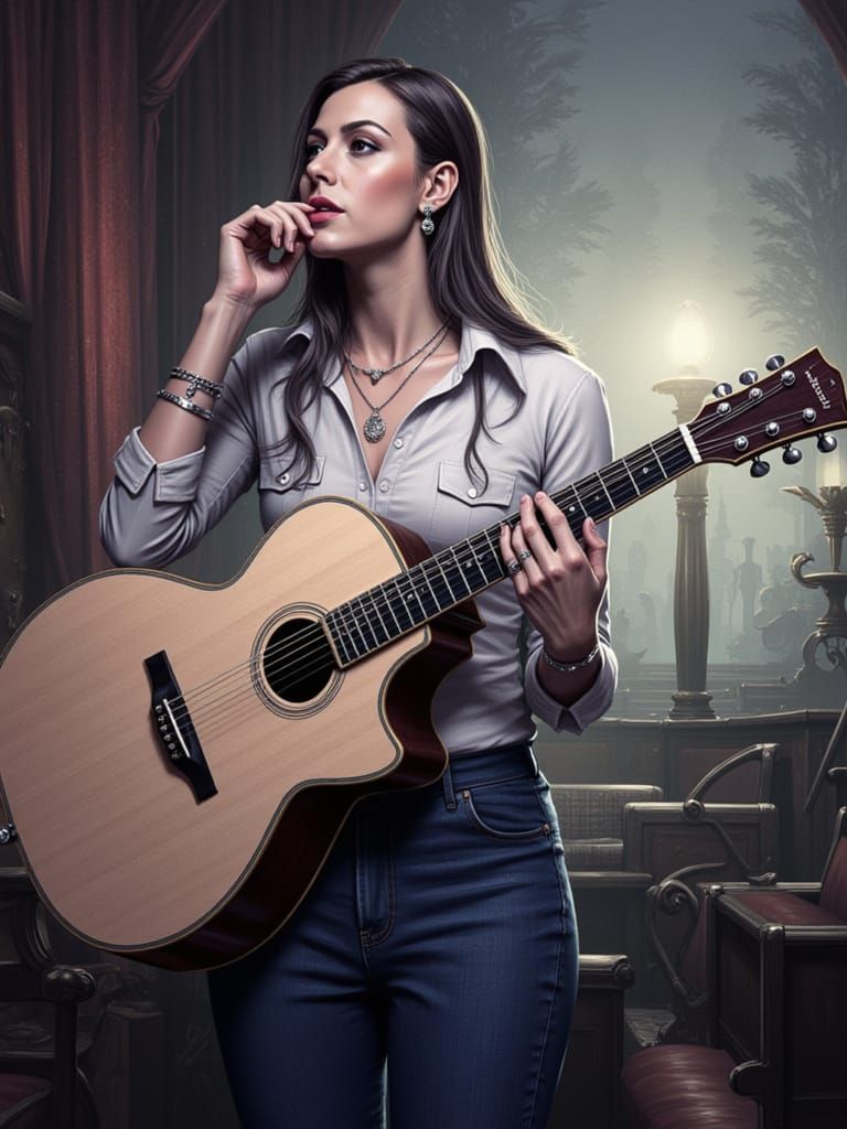 Abstract Synth Noir Landscape in Impasto Style