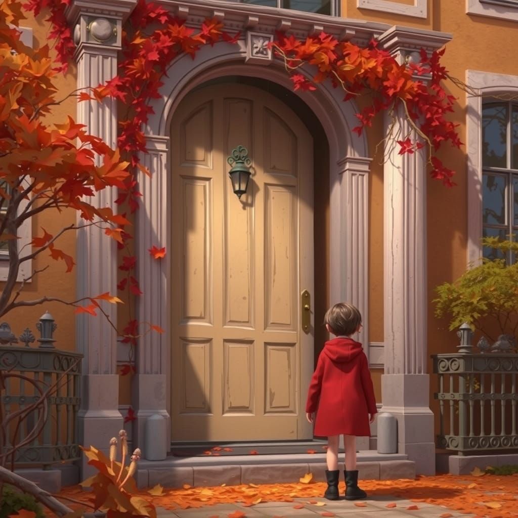 A Young Girl in a Cozy Autumn Scene