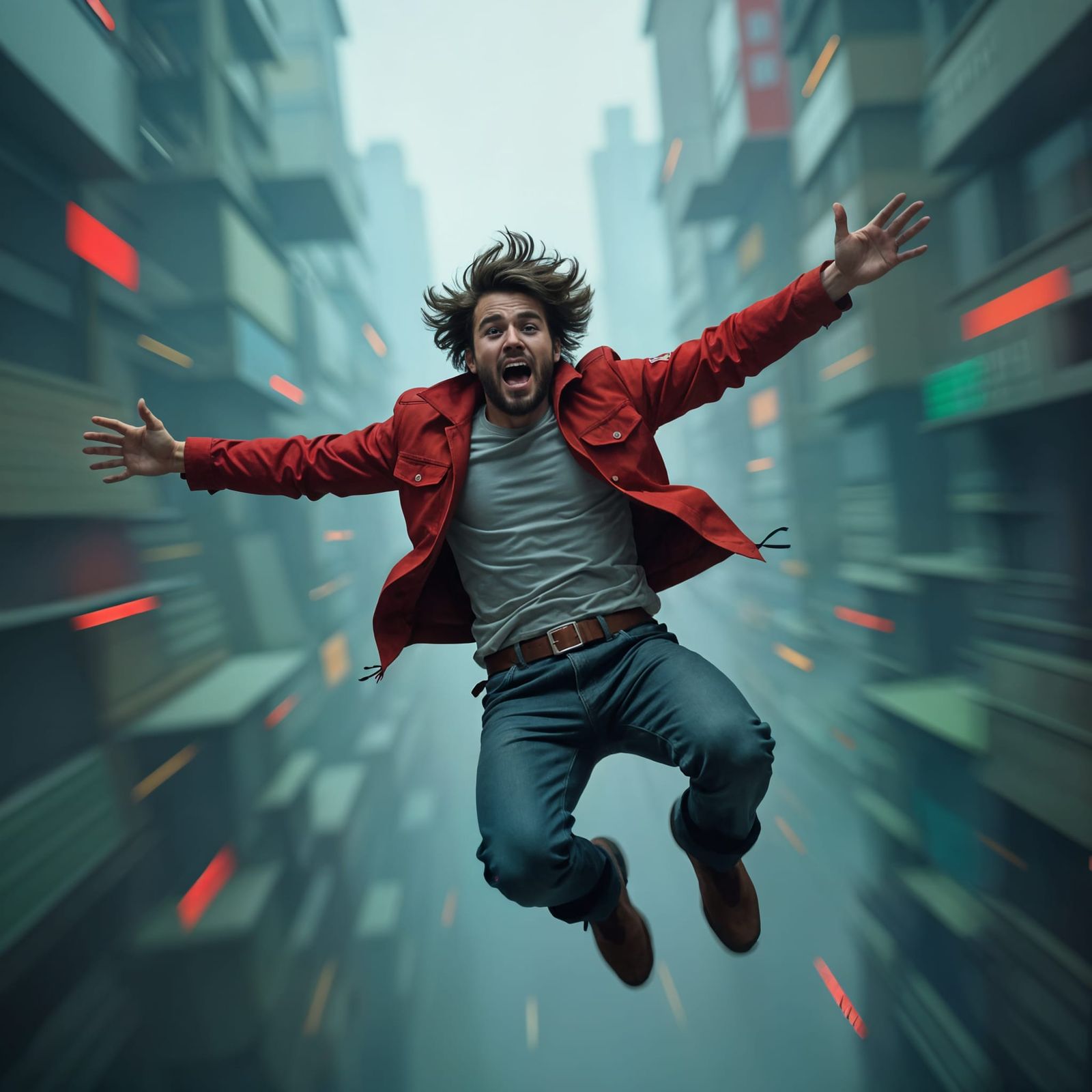 Man Falling From Sky: Vertigo Perspective