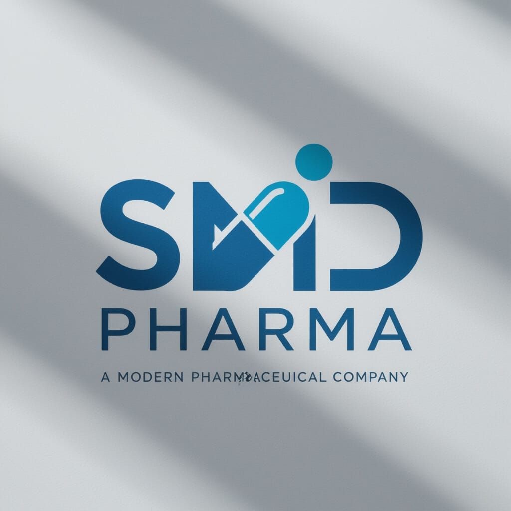 SMD Pharma Logo: Abstract Blue Pill in Flat Design
