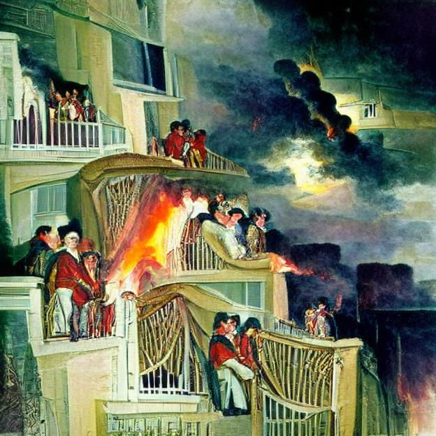 Balcony Inferno: A Photorealistic Firestorm