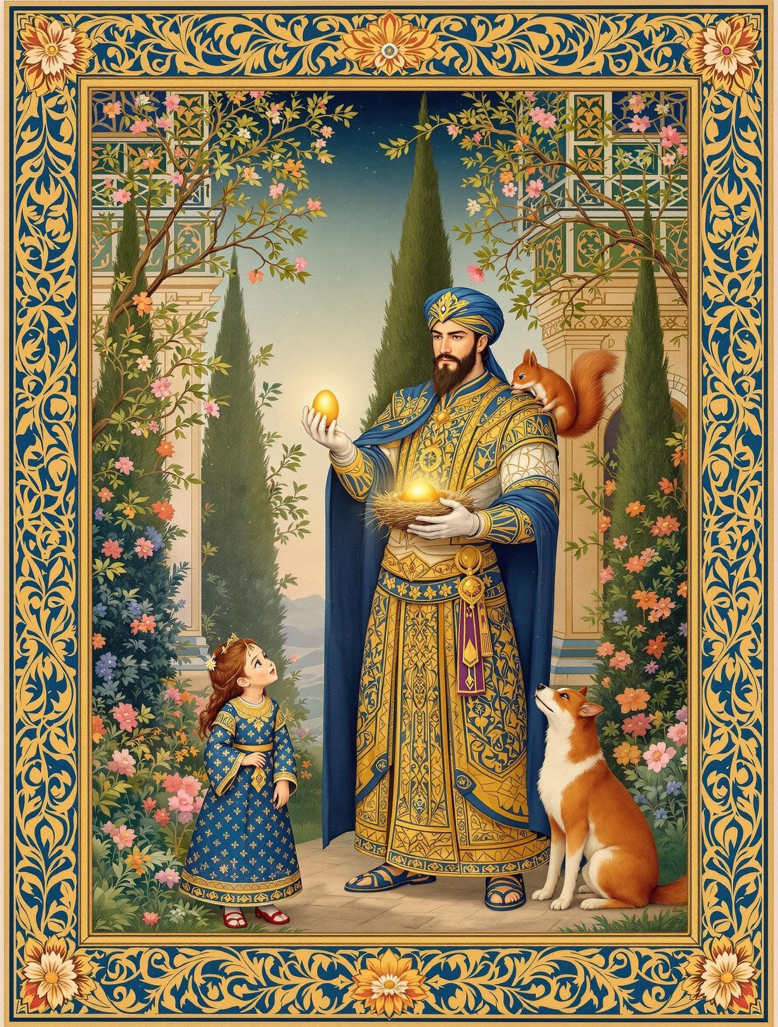 Noble Warrior in a Persian Garden Miniature