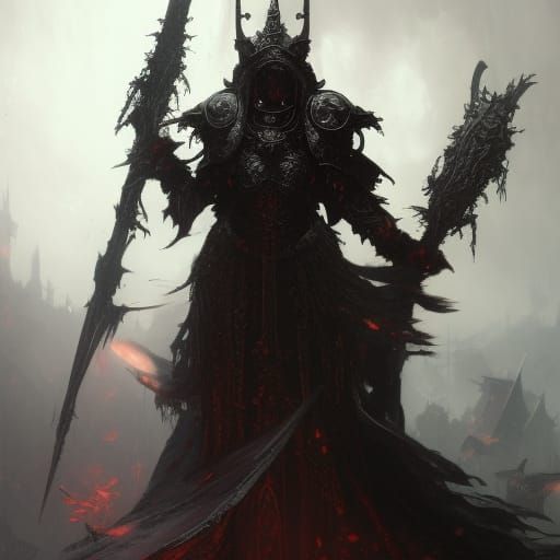 Grimdark Unholy Paladin in Crimson Armor