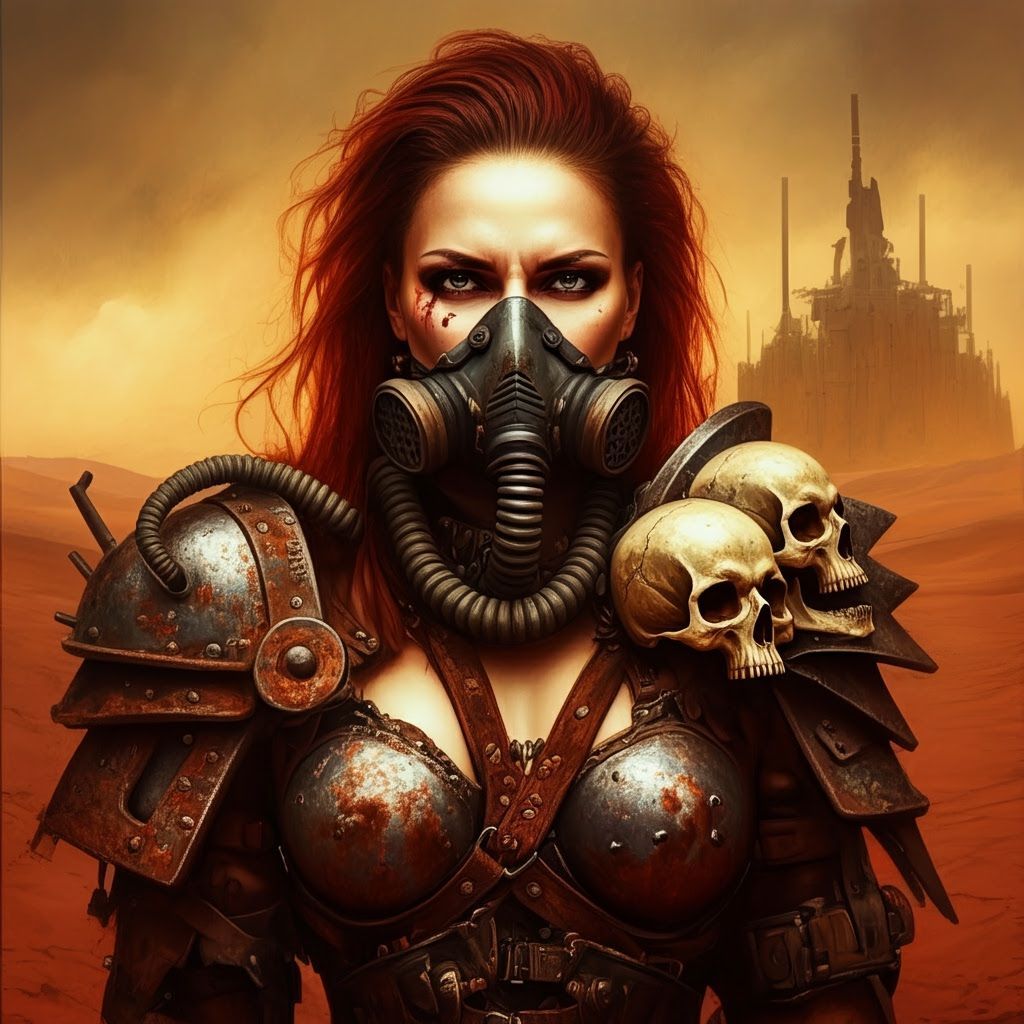 Furious Wasteland Warlord in Neo-Impressionist Style