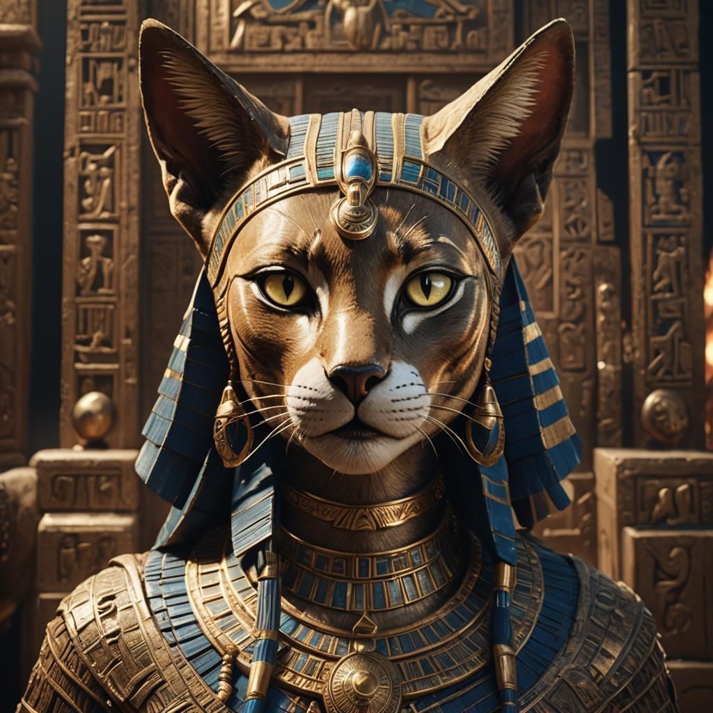 Hyperrealistic Portrait of Egyptian Goddess Bastet