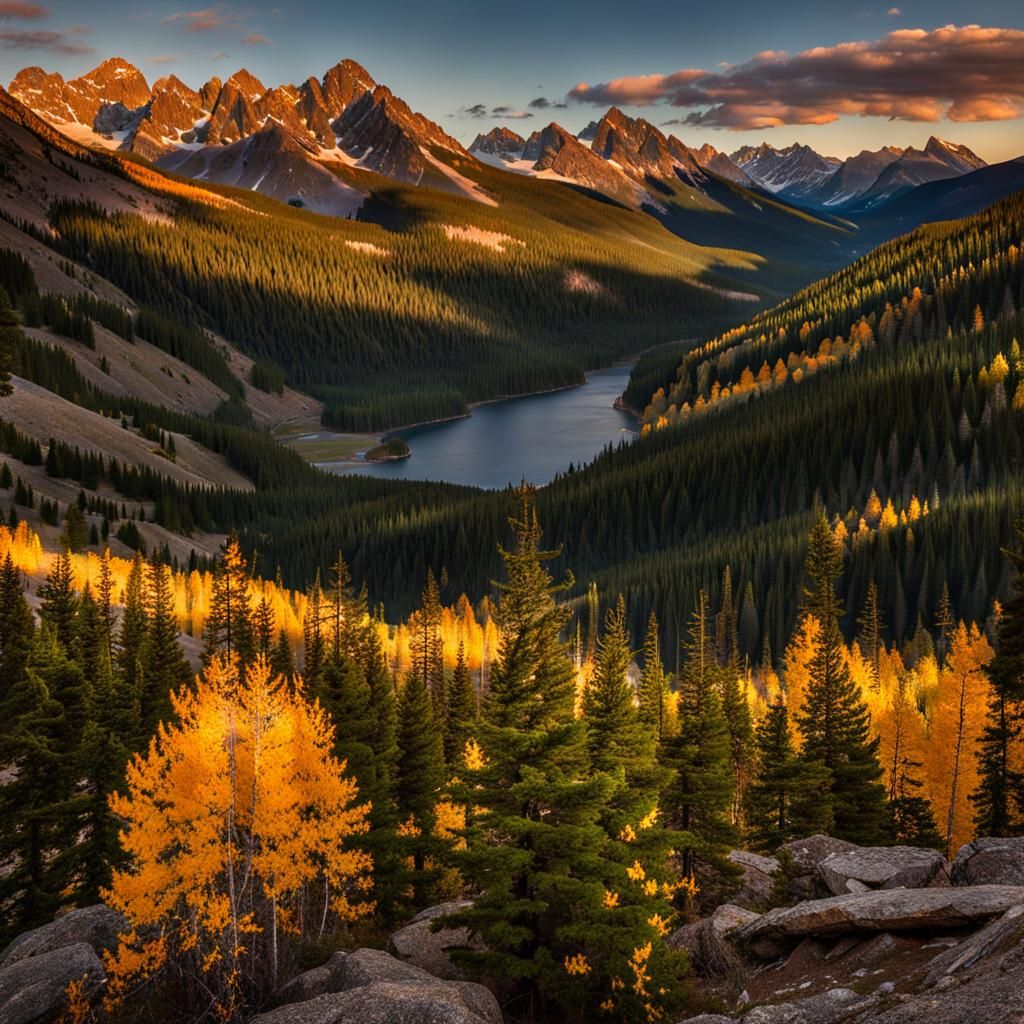 Golden Hour in the Rocky Mountains: Epic View