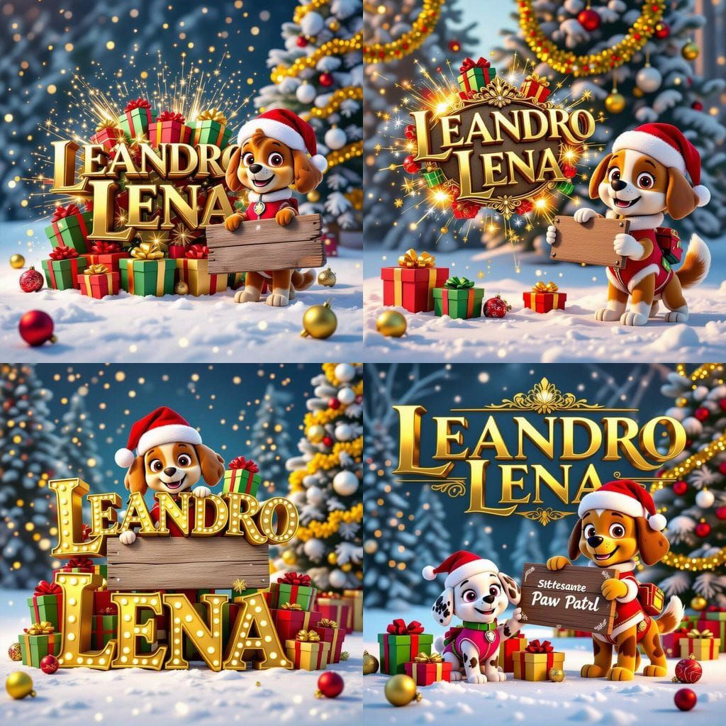 Skye Paw Patrol in Festive 3D Christmas Scene with Gifts